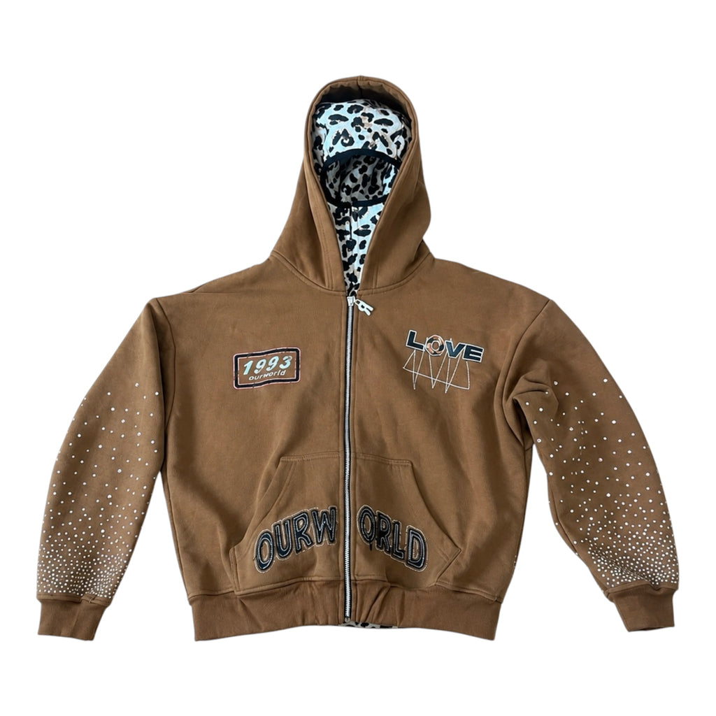"1993 Legacy" Rhinestone Zip Ski Mask Hoodie