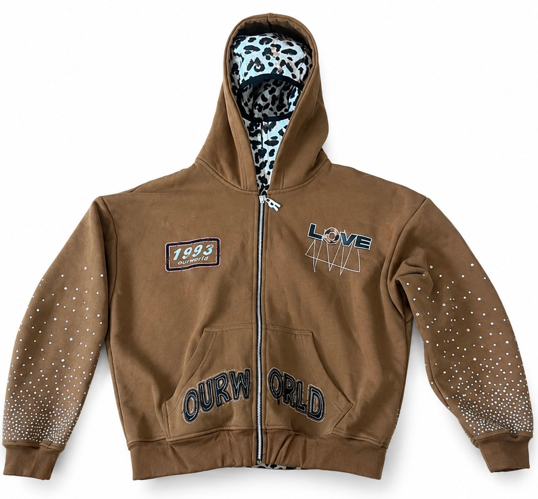 "1993 Legacy" Rhinestone Zip Ski Mask Hoodie